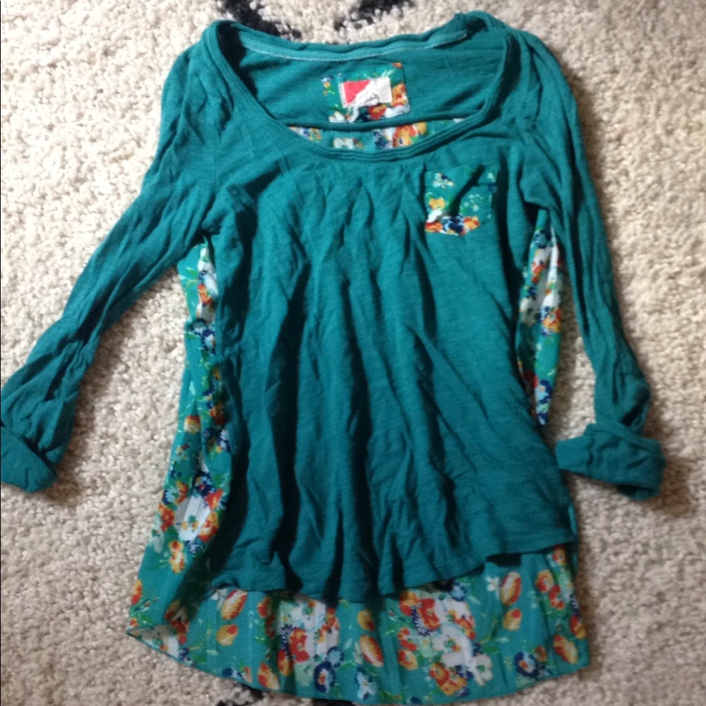 Flows turquoise shirt from Anthropologie